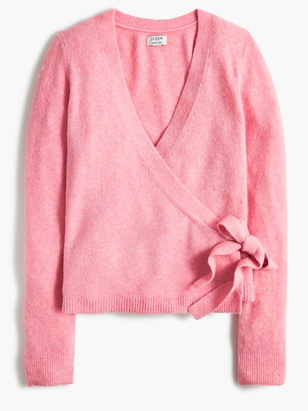 NWT J. Crew Factory Pink Wrap Sweater in Extra-Soft Yarn Soft Rose M